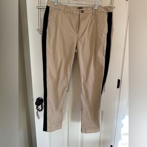 J. Crew Factory High-Rise Girlfriend Tan Chino with Black Stripe